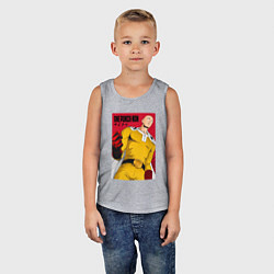 Майка детская хлопок Сайтама Saitama Ванпанчмен, цвет: меланж — фото 2