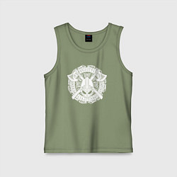 Майка детская хлопок Руны, топоры и шлем, цвет: авокадо