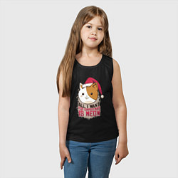 Майка детская хлопок Christmas Cat, цвет: черный — фото 2