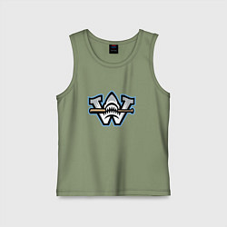 Майка детская хлопок Wilmington sharks - baseball team, цвет: авокадо