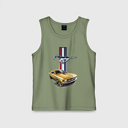 Майка детская хлопок Mustang motorsport, цвет: авокадо