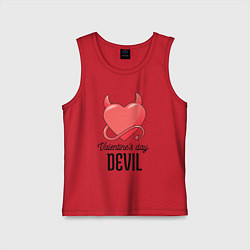 Майка детская хлопок Valentines Day Devil, цвет: красный