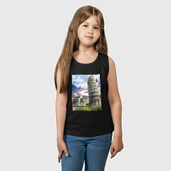 Майка детская хлопок Италия Пизанская башня, цвет: черный — фото 2