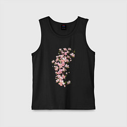 Майка детская хлопок Весна Цветущая сакура Japan, цвет: черный