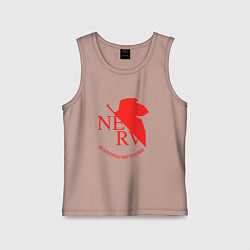 Майка детская хлопок Nerv в Neon Genesis Evangelion, цвет: пыльно-розовый