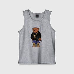 Майка детская хлопок Gangsta bear Крутой мишка, цвет: меланж