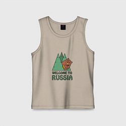 Майка детская хлопок Welcome - Russia, цвет: миндальный
