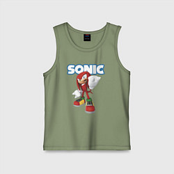 Майка детская хлопок Knuckles Echidna Sonic Video game Ехидна Наклз Вид, цвет: авокадо