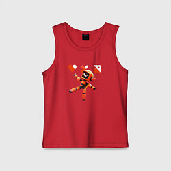 Майка детская хлопок Love death and robots оранжевый робот, цвет: красный