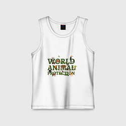 Майка детская хлопок WORLD ANIMAL PROTECTION, цвет: белый