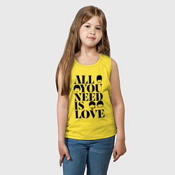 Майка детская хлопок ALL YOU NEED IS LOVE THE BEATLES, цвет: желтый — фото 2