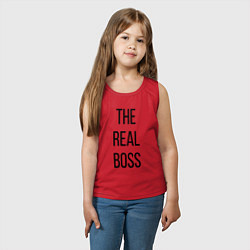 Майка детская хлопок The real boss!, цвет: красный — фото 2