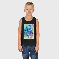 Майка детская хлопок Акварельные ягоды голубики, цвет: черный — фото 2