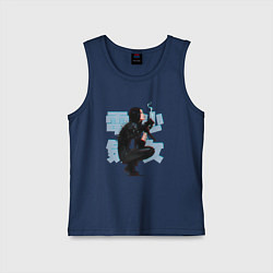 Майка детская хлопок Cyberpunk 2077 Девушка киборг, цвет: тёмно-синий