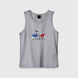 Майка детская хлопок Russia объемный текст, цвет: меланж
