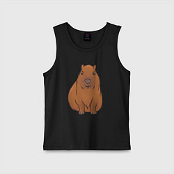 Майка детская хлопок Капибара сидит и радуется, цвет: черный