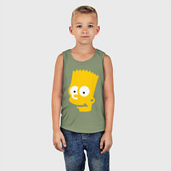 Майка детская хлопок Барт Симпсон - портрет, цвет: авокадо — фото 2