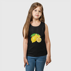 Майка детская хлопок Сочные лимоны, цвет: черный — фото 2