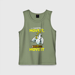 Майка детская хлопок Я люблю двигать телом попугай, цвет: авокадо