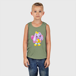 Майка детская хлопок Фиолетовый зайчик с крылашками, цвет: авокадо — фото 2