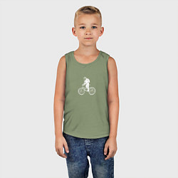 Майка детская хлопок По космосу на велосипеде, цвет: авокадо — фото 2