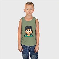 Майка детская хлопок Pixel boy, цвет: авокадо — фото 2