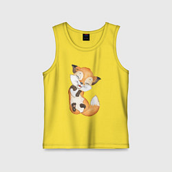 Майка детская хлопок Довольная радостная лисичка, цвет: желтый