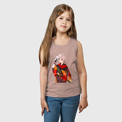 Майка детская хлопок Каэдэхара Кадзуха с мечом, цвет: пыльно-розовый — фото 2