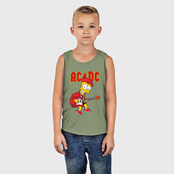 Майка детская хлопок AC DC Барт Симпсон, цвет: авокадо — фото 2