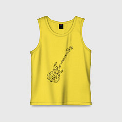 Майка детская хлопок Гитара из нот, цвет: желтый