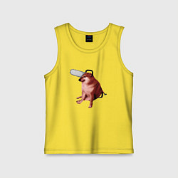 Майка детская хлопок Чимс - человек бензопила - Мем, цвет: желтый