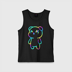 Майка детская хлопок Cool neon bear, цвет: черный