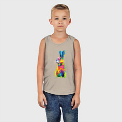 Майка детская хлопок Кролик в стиле поп-арт, цвет: миндальный — фото 2