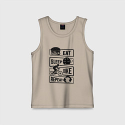 Майка детская хлопок Eat sleep bike repeat art, цвет: миндальный