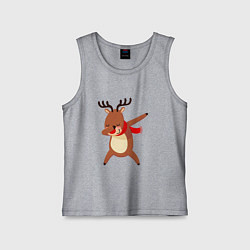 Майка детская хлопок Новогодний олень дэб, цвет: меланж