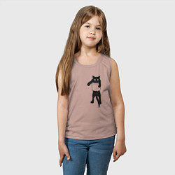 Майка детская хлопок Черный котик в кармане, цвет: пыльно-розовый — фото 2