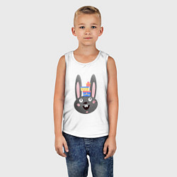 Майка детская хлопок Черный кролик с подарками, цвет: белый — фото 2