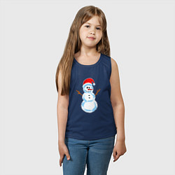 Майка детская хлопок Мультяшный новогодний снеговик, цвет: тёмно-синий — фото 2