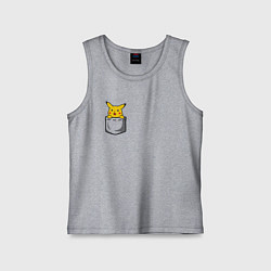 Майка детская хлопок Пикачу в кармане арт, цвет: меланж