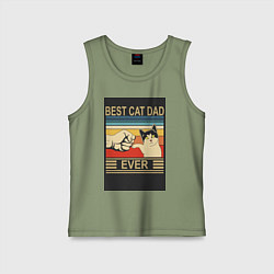 Майка детская хлопок Лучший кошачий папа на свете, цвет: авокадо