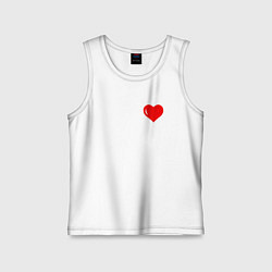 Майка детская хлопок Глянцевое сердце, цвет: белый