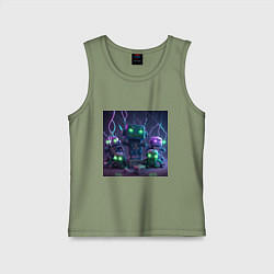 Майка детская хлопок Роботы в космосе, цвет: авокадо