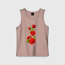 Майка детская хлопок Прекрасная Каролина - букет из роз, цвет: пыльно-розовый