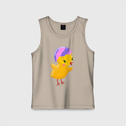 Майка детская хлопок Цыплёнок вылупился из яичка, цвет: миндальный