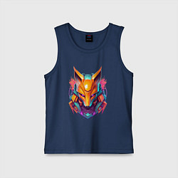 Майка детская хлопок Кибер лиса, цвет: тёмно-синий
