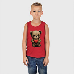 Майка детская хлопок Влюбленный медвежонок, цвет: красный — фото 2