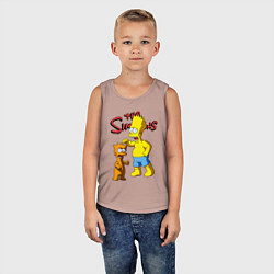 Майка детская хлопок Барт Симпсон и Снежок - нейросеть - мультфильм, цвет: пыльно-розовый — фото 2