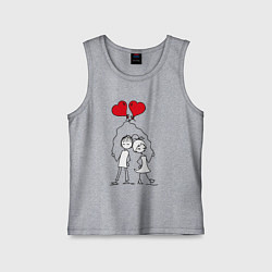 Майка детская хлопок Влюбленные с шариками, цвет: меланж