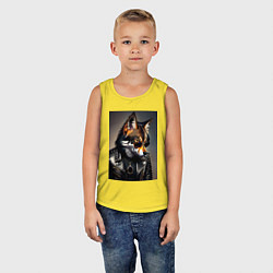 Майка детская хлопок Волк рокер, цвет: желтый — фото 2