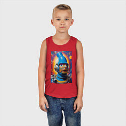 Майка детская хлопок Гомер Симпсон - космический рыцарь - нейросеть, цвет: красный — фото 2